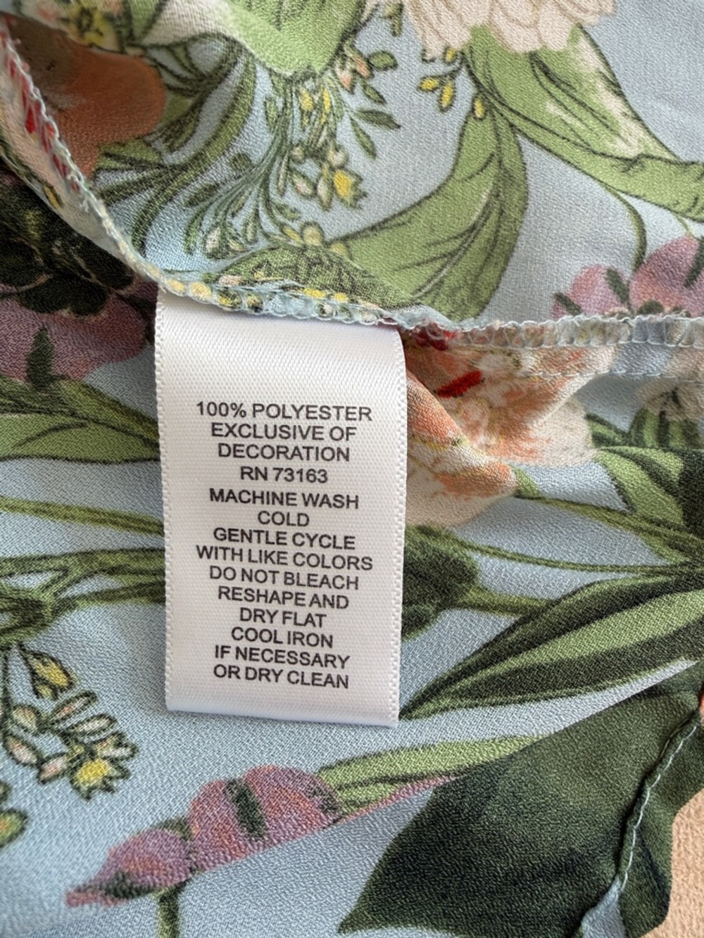 Spense Light Blue Floral Smocked V-Neck Bell Sleeves Tunic Size S/P - Picture 5 of 8